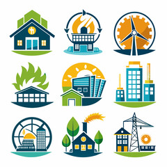 Fototapeta premium Power Facilities - Industrial Energy Buildings Like Hydroelectric Dams, Nuclear Plants, Geothermal & Wind Farms for Clean Energy Generation