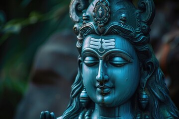 Fototapeta na wymiar Bronze Hindu deity statue of Lord Siva. Fictional Character Created By Generated By Generated AI.