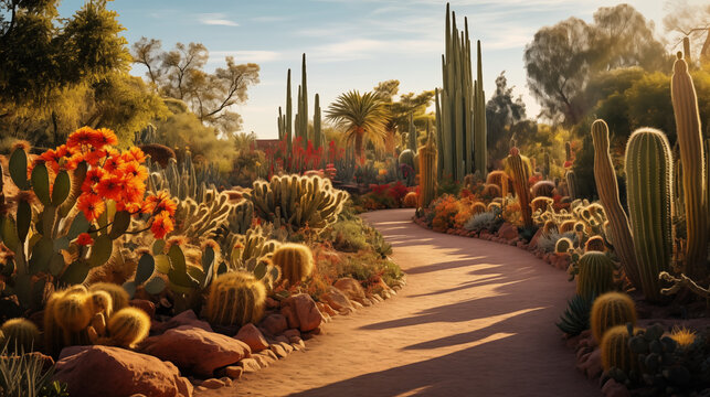 Cactus garden, sunshine day