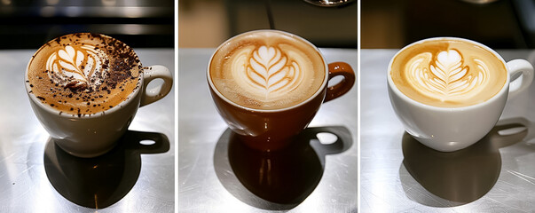 Barista craft espresso shots milk pour coffee artists