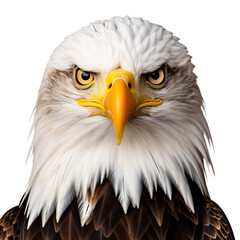 Obraz premium Eagle head look at the camera, isolated on white.