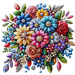 Beautiful diamond flowers bouquet decoration illustration