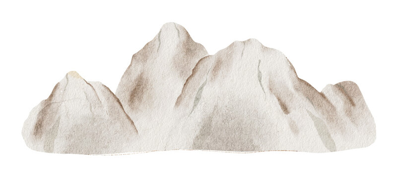 Mountain range. Isolated hand drawn watercolor illustration. A clipart of Mountain landscape children's invitation cards, baby shower, decoration of kid's rooms