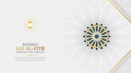 Eid al Fitr ornamental greeting card background with Arabic pattern and decorative ornament