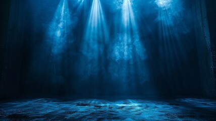 Blue beams slice through the dark, setting the scene for an electrifying show