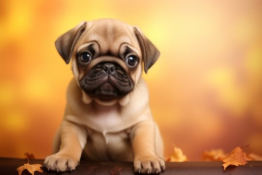 Curious Pug puppy. Animal pet canine breed domestic. Generate Ai