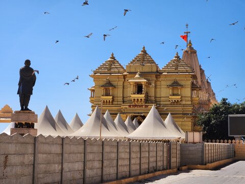 Somnath, Gujarat India - Feb 22 2024: Shree Somnath Jyotirling (Jyotirlinga) Temple - believed to be the first among the 12 jyotirlinga shrines of Shiva.