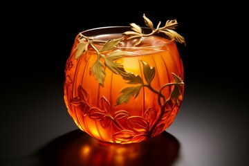 Orange Pumpkin drink glass. Juice raw nutrition beverage fresh. Generate Ai