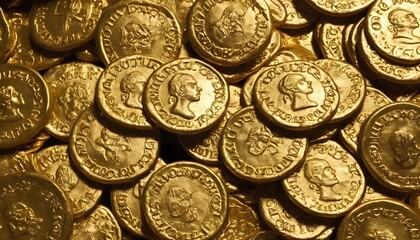 A lot of ancient gold coins macro