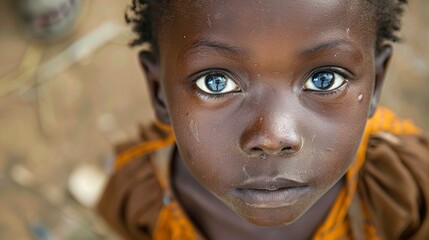Portrait of an Abandoned African Child in Extreme Poverty Generative AI