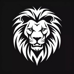 black and white lion head vector logo. generative ai