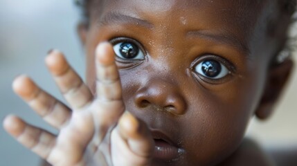 Close-up of a Black Baby's Hand with Leucoderma Generative AI