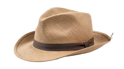 Fedora hat on isolated on transparent png background. Generative ai	
