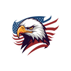 American eagle vector illustration. Colorful eagle mascot logo. American flag and Eagle combination