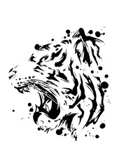 虎の横顔の墨絵