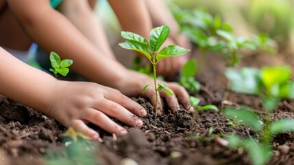 Young Hands, Big Impact: Children Planting a Tree for a Greener Future Generative AI