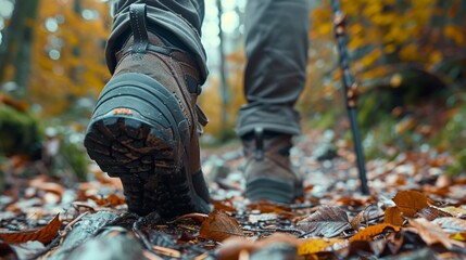 Hiker's Legs in the Forest Generative AI
