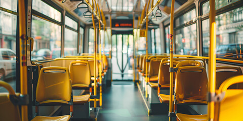 Seat Spectrum: Vibrant Yellow Bus Seats in Composition"
"On the Go Comfort: Exploring Yellow Bus Seats Design