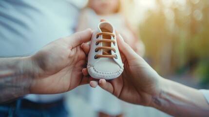 Tiny Shoes, Big Dreams: A Couple's Journey into Parenthood Generative AI - obrazy, fototapety, plakaty