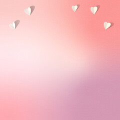 Valentine background decorated with white heart-shaped paper. Place on the corner side On pink canvas paper with space for text