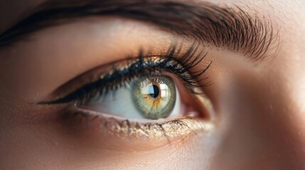 Obraz premium Mesmerizing Gaze: A Close-Up of Captivating Female Eyes Generative AI