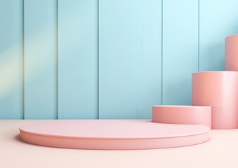 Podium stage circle and cylinder pastel color background