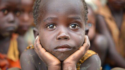 Hungry African Children Pleading for Sustenance Generative AI - obrazy, fototapety, plakaty