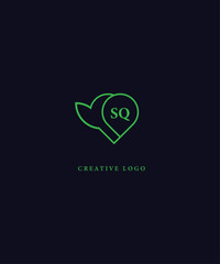SQ green logo Design. SQ Vector logo design for business.