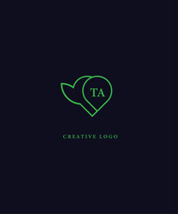 TA green logo Design. TA Vector logo design for business..