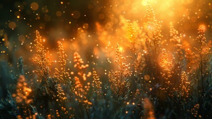 Illustrate the tranquil beauty of bokeh lights in nature, blending the organic with the ethereal