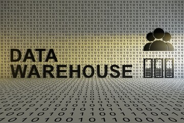DATA WAREHOUSE concept text sunlight 3D illustration