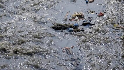 Bagmati river, Kathmandu, Nepal, water is highly polluted