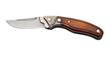Pocket knife on isolated on transparent png background. Generative ai	
