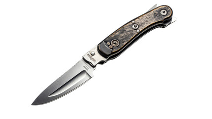 Fototapeta premium Pocket knife on isolated on transparent png background. Generative ai 