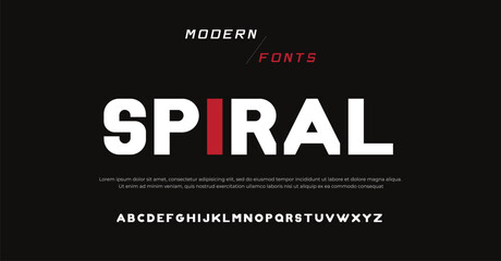 Spiral Modern abstract digital alphabet font. Minimal technology typography, Creative urban sport fashion futuristic font and with numbers. vector illustration