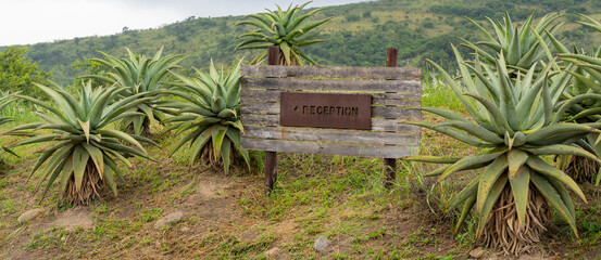 Eingang Safari Lodge im Naturreservat Hluhluwe Imfolozi Park Südafrika