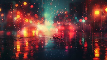 Fototapeta premium Illuminate the texture of an urban night, where city lights blur into a canvas of colors