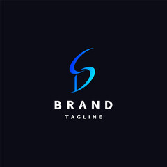 Minimalist Initial Letter S and D Logo Design. Simple Initial Letter SD Stacked Logo Design.