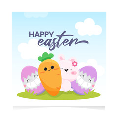 Fototapeta premium Easter day instagram post idea vector illustration