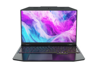 Generic gaming laptop computer isolated on transparent background. 3D illustration © Destina