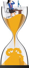 Deadline, Hourglass, Currency, Impatient,Incentive, Businesswoman,
