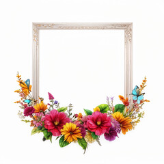 Fototapeta premium Generative AI wooden flower frame