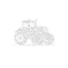 The tractor symbol filled with black dots. Pointillism style. Vector illustration on white background