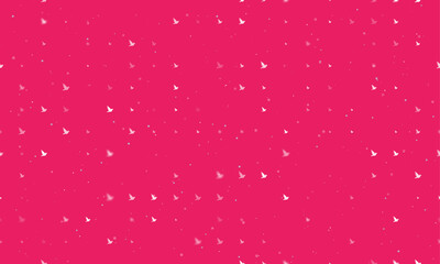 Seamless background pattern of evenly spaced white bird symbols of different sizes and opacity. Vector illustration on pink background with stars