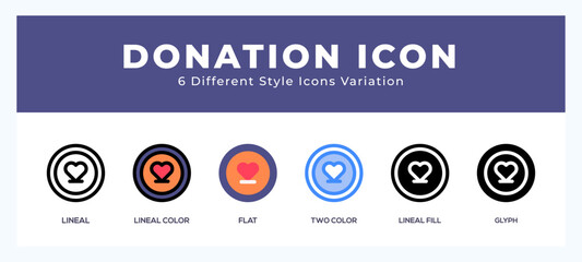 Donation icon set. Design elements for logo