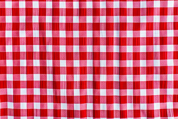 Red and White Checkered Tablecloth, Textured Cotton Fabric, Classic Picnic and Kitchen Design