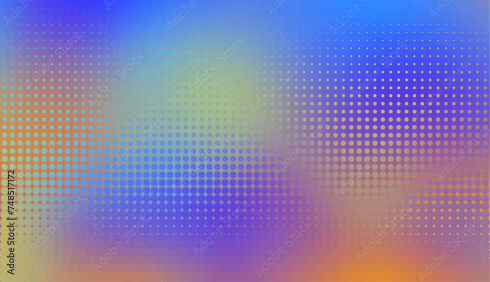 Poster Abstract defocused horizontal background with pop art halftone dots. Vector image.