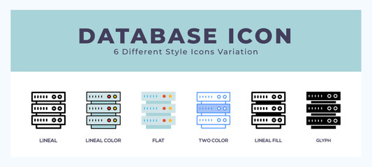 Database set of simple icons great for web. app. presentation and more.