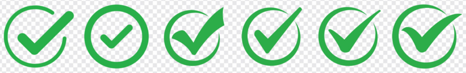 Green check mark icon. Check mark vector icon. Checkmark Illustration. Vector symbols set ,green checkmark isolated on white background. Correct vote choise isolated symbol. © Quirk Craft Studio