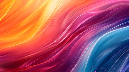 Abstract vibrant swirls dynamic background in colorful rainbow colors. Soft pleat textile flowing like fluid. - obrazy, fototapety, plakaty